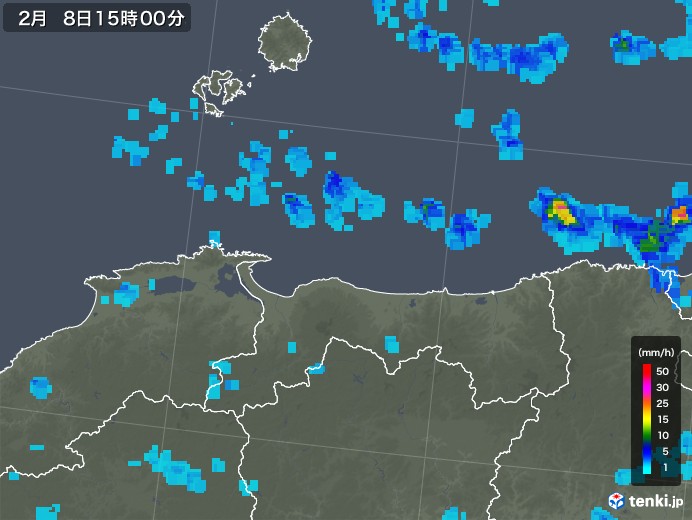 鳥取県の雨雲レーダー(2018年02月08日)
