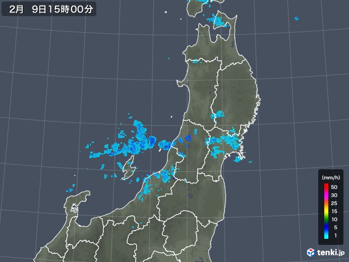 東北地方の雨雲レーダー(2018年02月09日)