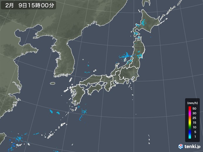 雨雲レーダー(2018年02月09日)