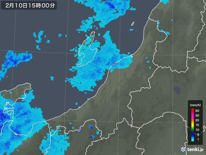 新潟県の雨雲レーダー(2018年02月10日)