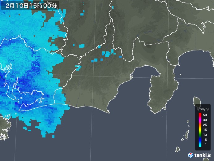 静岡県の雨雲レーダー(2018年02月10日)