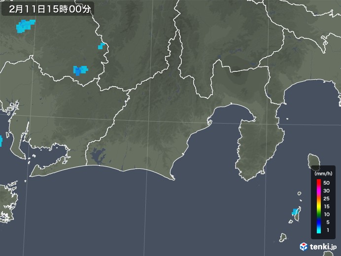 静岡県の雨雲レーダー(2018年02月11日)