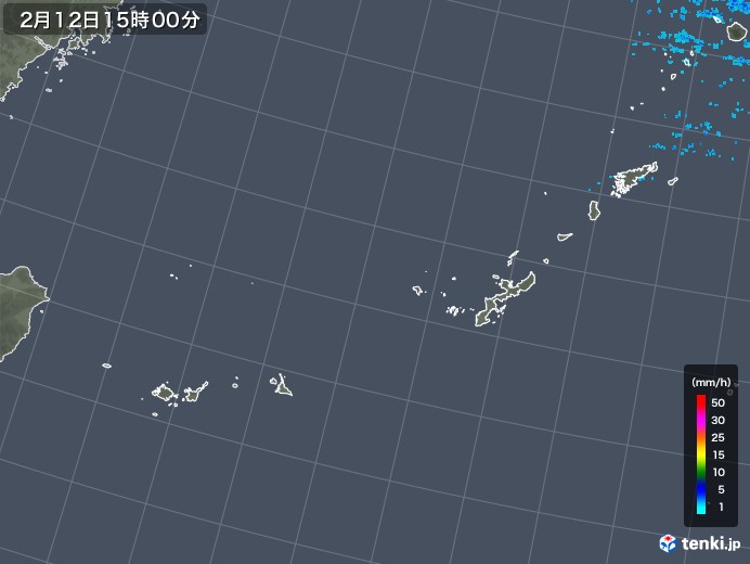 沖縄地方の雨雲レーダー(2018年02月12日)