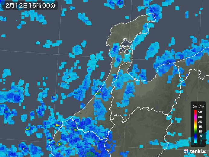 石川県の雨雲レーダー(2018年02月12日)