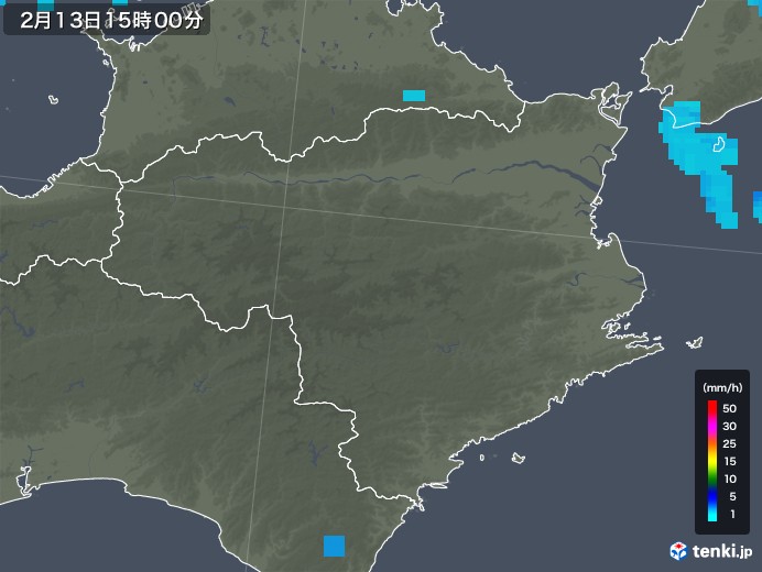 徳島県の雨雲レーダー(2018年02月13日)