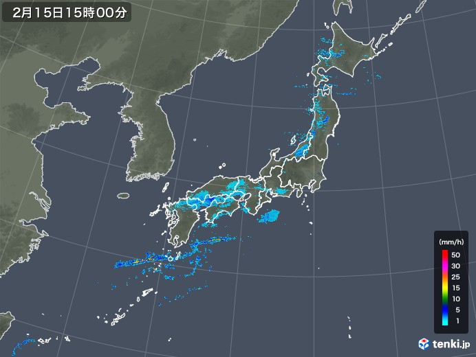 雨雲レーダー(2018年02月15日)