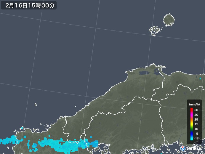 島根県の雨雲レーダー(2018年02月16日)