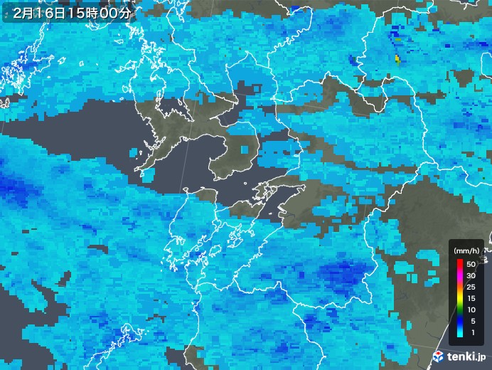 熊本県の雨雲レーダー(2018年02月16日)