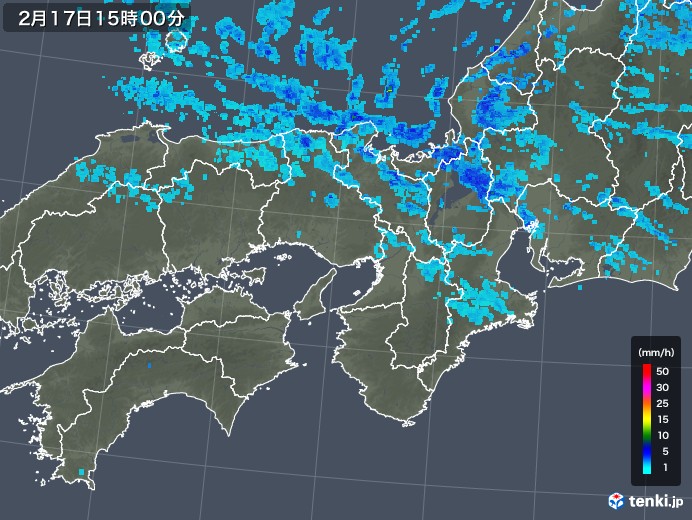 近畿地方の雨雲レーダー(2018年02月17日)