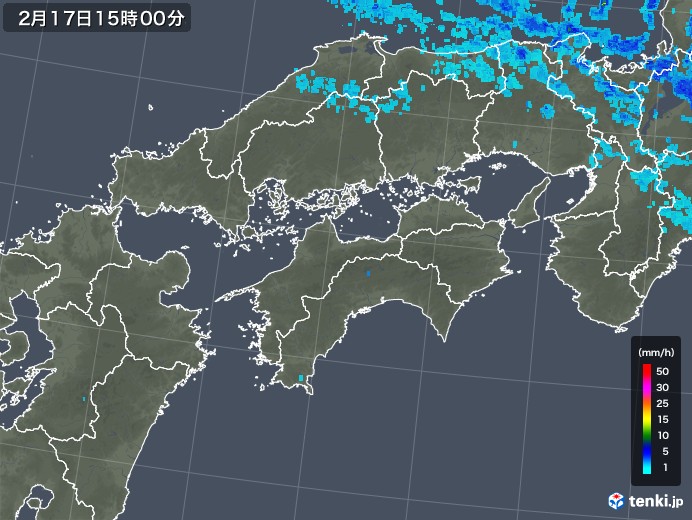 四国地方の雨雲レーダー(2018年02月17日)