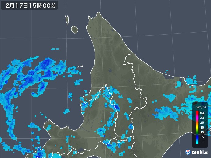 道北の雨雲レーダー(2018年02月17日)