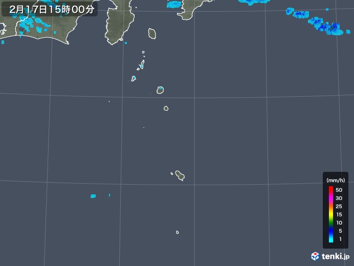 伊豆諸島(東京都)の雨雲レーダー(2018年02月17日)
