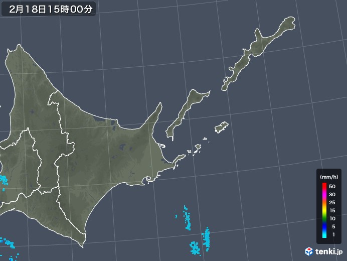 道東の雨雲レーダー(2018年02月18日)
