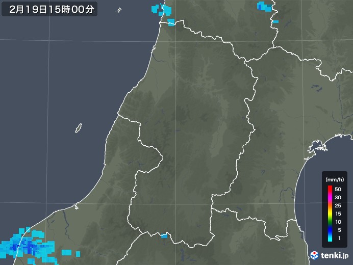 山形県の雨雲レーダー(2018年02月19日)