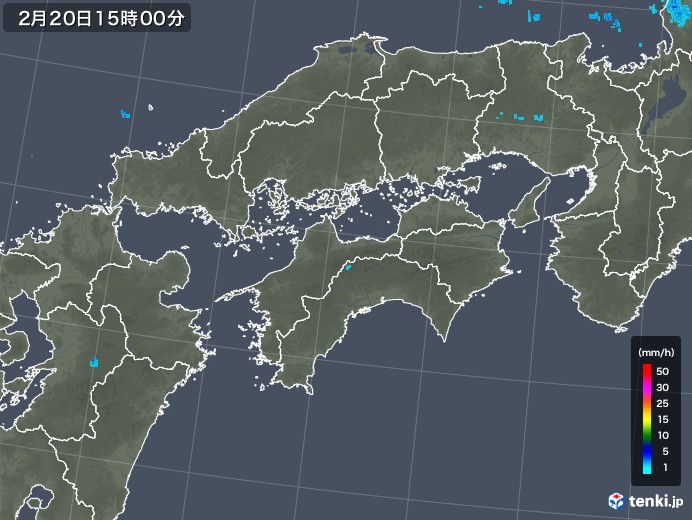四国地方の雨雲レーダー(2018年02月20日)