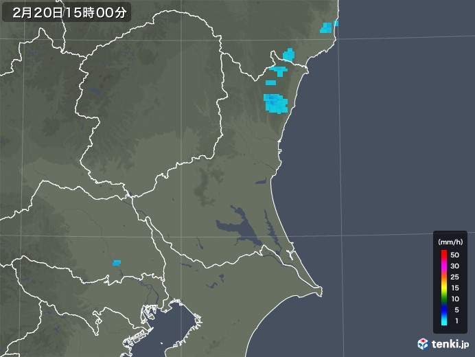 茨城県の雨雲レーダー(2018年02月20日)