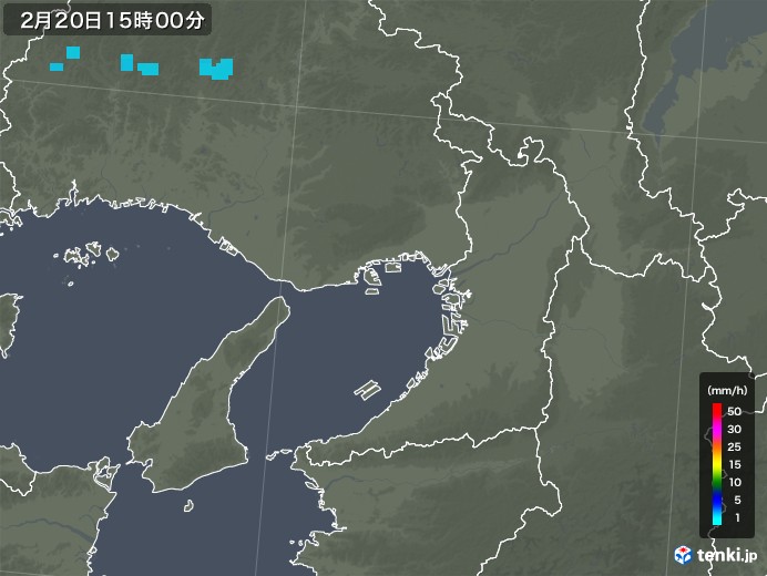 大阪府の雨雲レーダー(2018年02月20日)