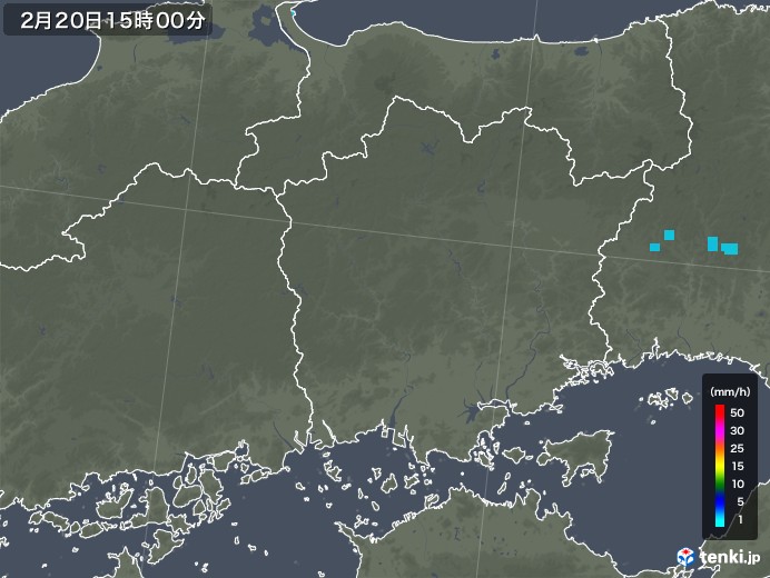 岡山県の雨雲レーダー(2018年02月20日)