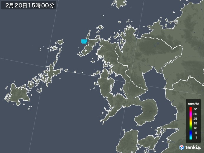 長崎県の雨雲レーダー(2018年02月20日)