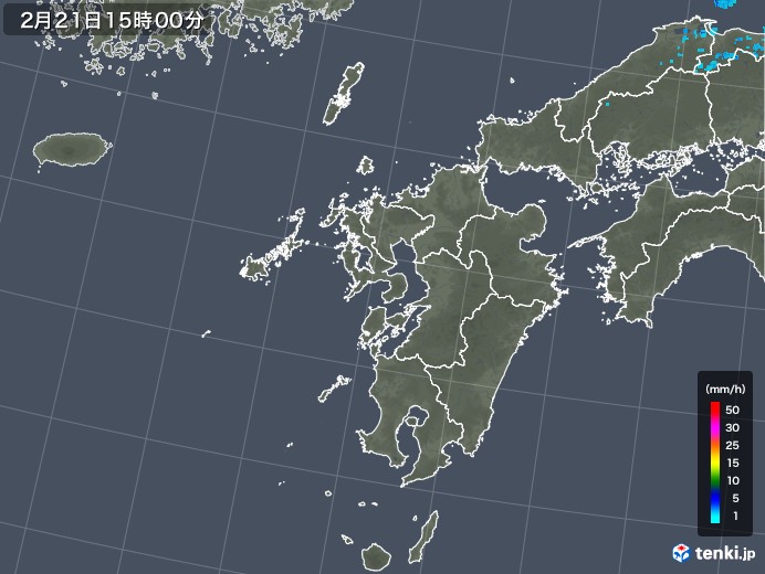 九州地方の雨雲レーダー(2018年02月21日)