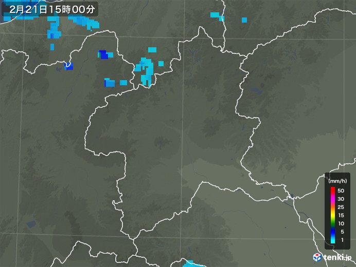 群馬県の雨雲レーダー(2018年02月21日)