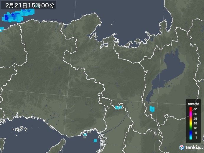 京都府の雨雲レーダー(2018年02月21日)
