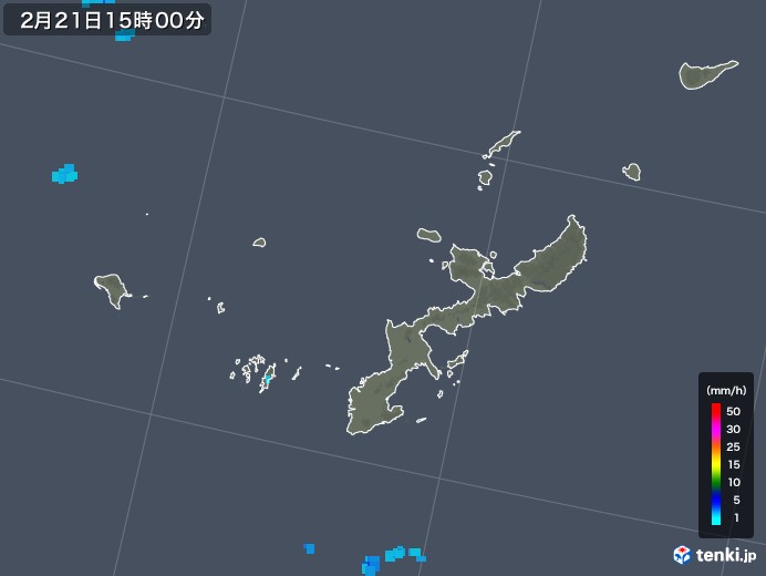 沖縄県の雨雲レーダー(2018年02月21日)