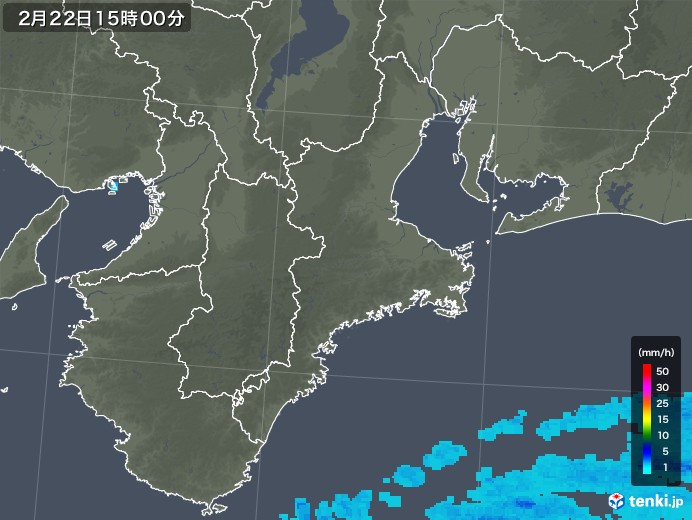 三重県の雨雲レーダー(2018年02月22日)