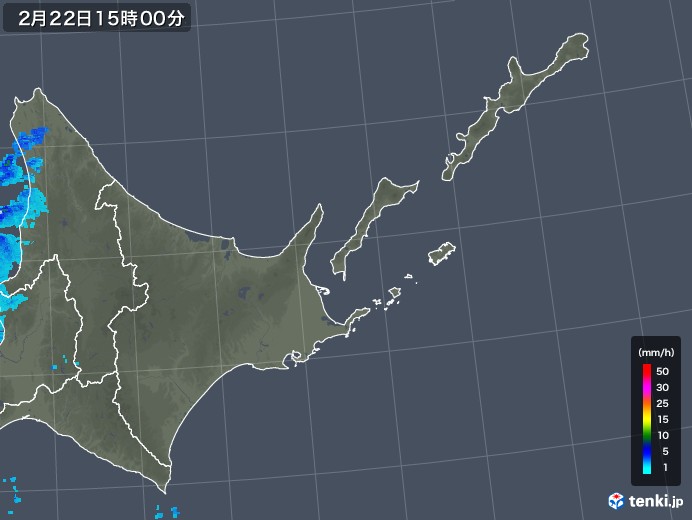 道東の雨雲レーダー(2018年02月22日)