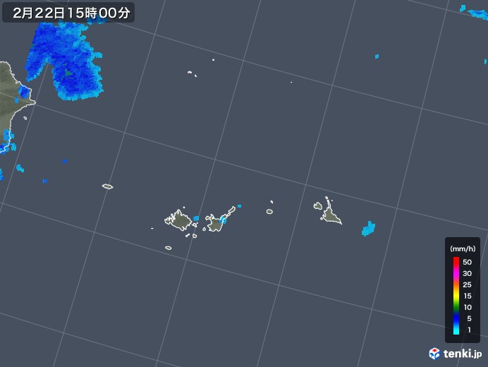 宮古・石垣・与那国(沖縄県)の雨雲レーダー(2018年02月22日)