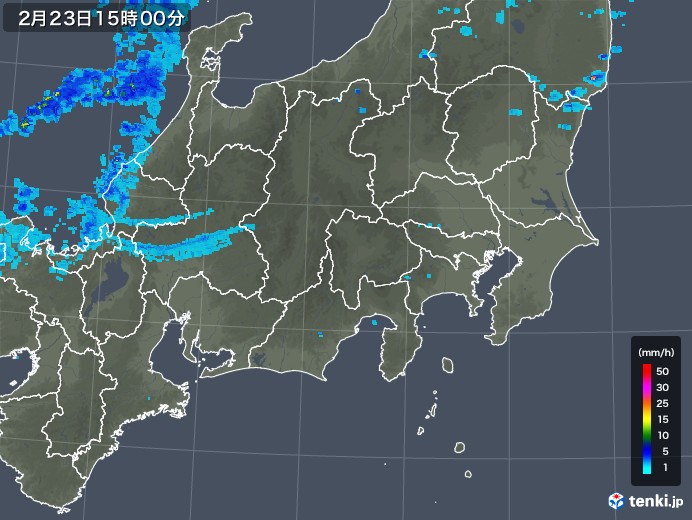 関東・甲信地方の雨雲レーダー(2018年02月23日)