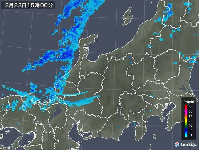北陸地方の雨雲レーダー(2018年02月23日)
