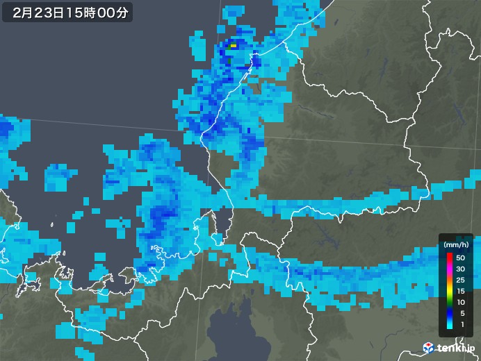 福井県の雨雲レーダー(2018年02月23日)