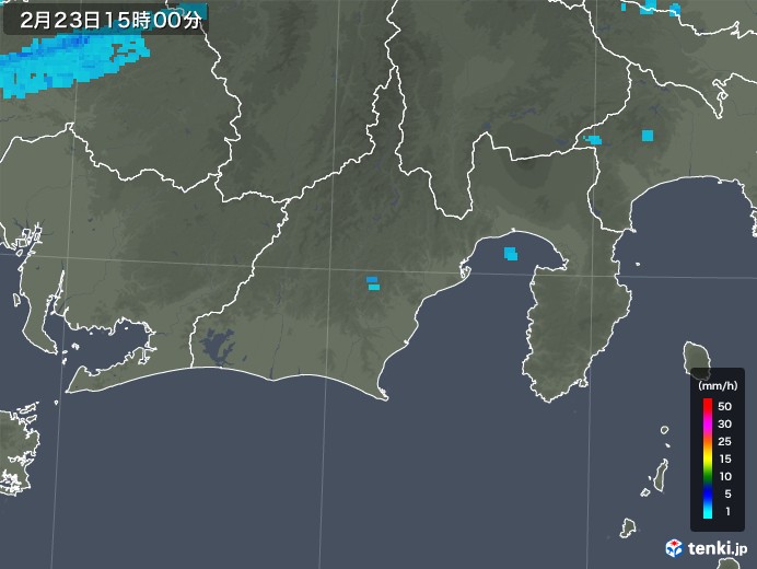 静岡県の雨雲レーダー(2018年02月23日)