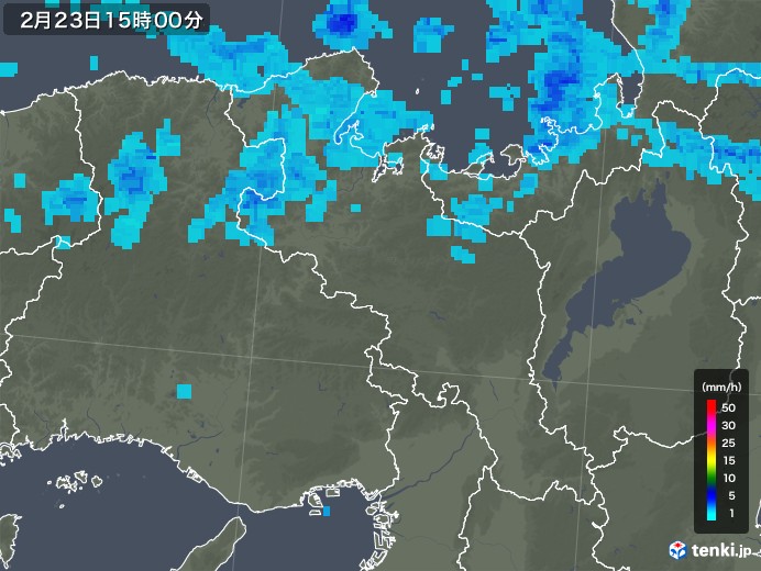 京都府の雨雲レーダー(2018年02月23日)