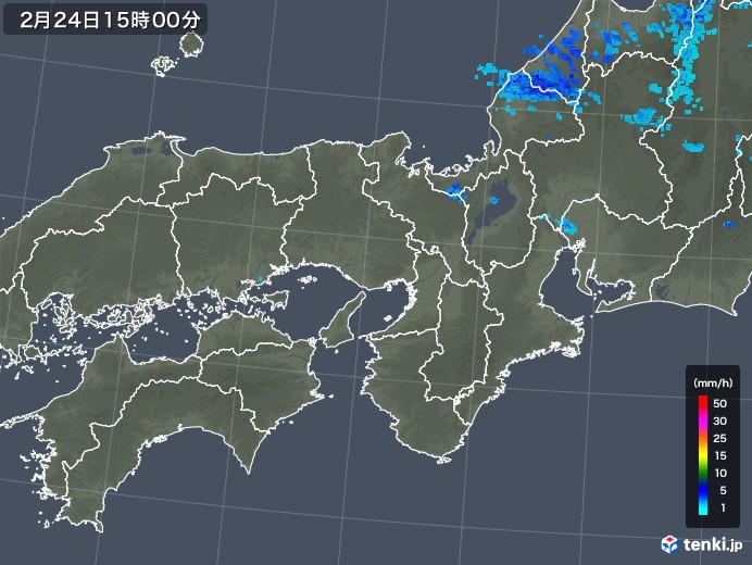 近畿地方の雨雲レーダー(2018年02月24日)