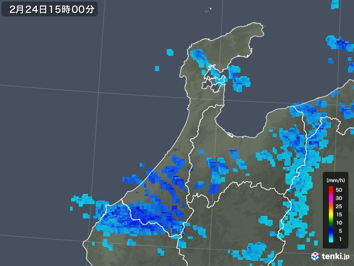 石川県の雨雲レーダー(2018年02月24日)