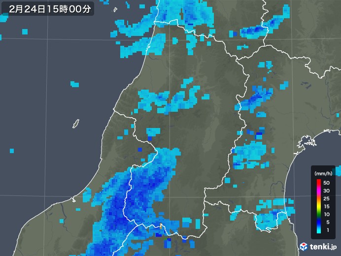 山形県の雨雲レーダー(2018年02月24日)