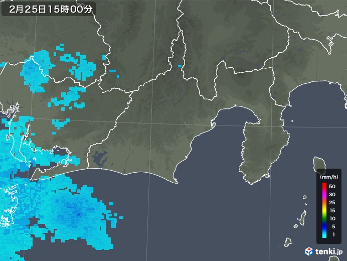 静岡県の雨雲レーダー(2018年02月25日)