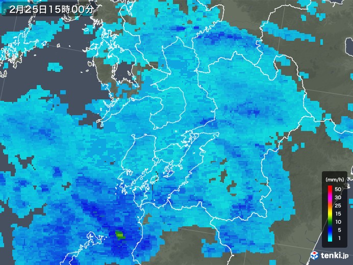 熊本県の雨雲レーダー(2018年02月25日)