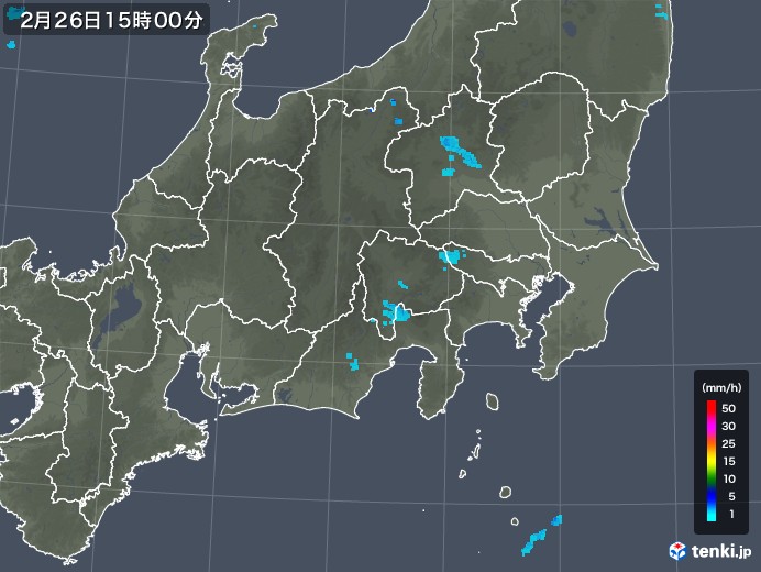 関東・甲信地方の雨雲レーダー(2018年02月26日)