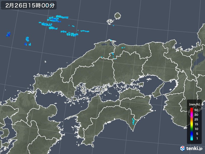 中国地方の雨雲レーダー(2018年02月26日)