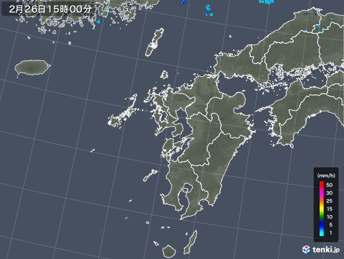 九州地方の雨雲レーダー(2018年02月26日)