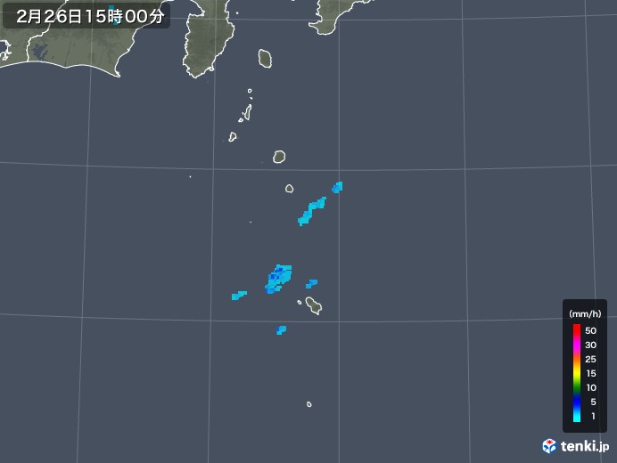 伊豆諸島(東京都)の雨雲レーダー(2018年02月26日)