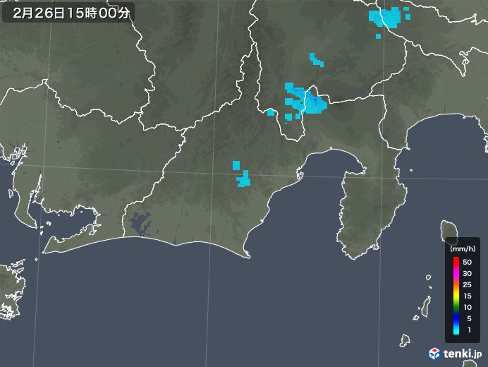 静岡県の雨雲レーダー(2018年02月26日)