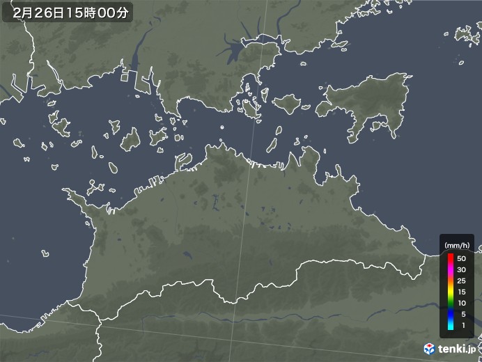 香川県の雨雲レーダー(2018年02月26日)