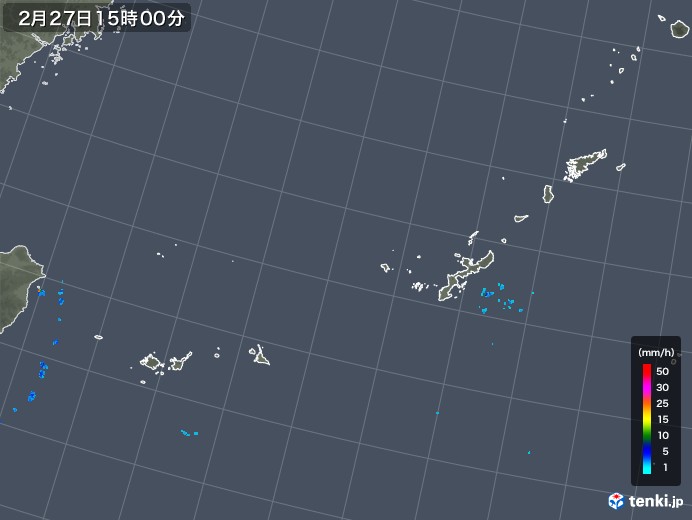 沖縄地方の雨雲レーダー(2018年02月27日)