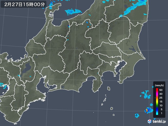 関東・甲信地方の雨雲レーダー(2018年02月27日)