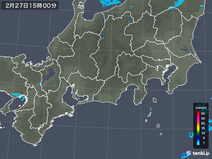 東海地方の雨雲レーダー(2018年02月27日)