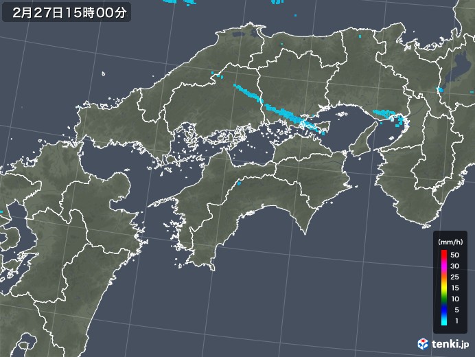 四国地方の雨雲レーダー(2018年02月27日)